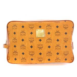 ヴィセトス クラッチバッグ セカンドバッグ レザー ロゴパッチ プリント 総柄 茶 ブラウン /BB