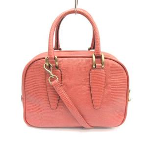 バッグ ハンド ショルダー 2WAY リザード型押し ピンク
