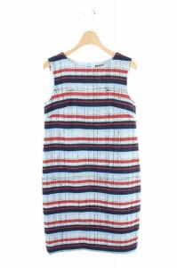 ツイードワンピース ノースリーブ タイト ミニ 36 マルチカラー