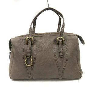 バッグ ハンド レザー グレー