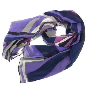 ストール 総柄 プッチ柄 シルク ネイビー パープル