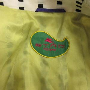 ETRO テーラードジャケット シングル 2B ストライプ 刺繍 44 XL アイボリー