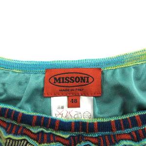 MISSONI スカート ニット タイト ひざ丈 総柄 シルク ウール混 48 XXXL マルチカラー