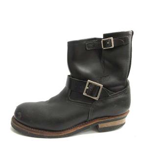 エンジニアブーツ ショート 羽タグ レザー 9.5 27.5cm 黒 ブラック