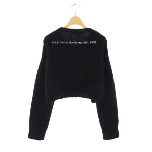 VALENTINO ニット セーター ショート丈 プルオーバー 長袖 ロゴ アルパカ S 黒