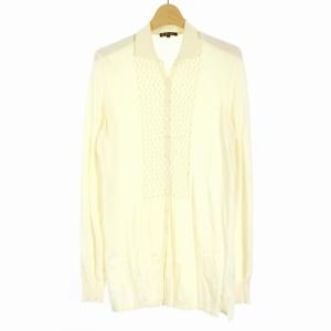 カーディガン 長袖 薄手 ニット シルク混 42 M アイボリー