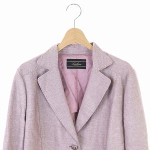 Leilian テーラードジャケット リネンシルク 背抜き 3B 大きいサイズ 13+ ピンク