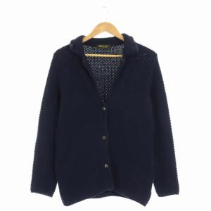 カーディガン コットンニット 長袖 紺 ネイビー