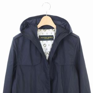 HUNTING WORLD ジャケット コート フード付き ミディアム丈 比翼ボタン ブラック