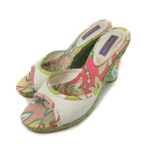 サンダル ミュール ウェッジソール 総柄