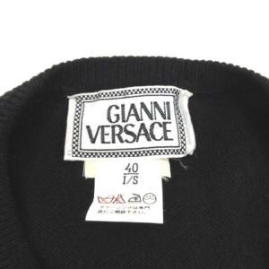 GIANNI VERSACE ニット セーター ノースリーブ プルオーバー シースルー シアー 40 XS 黒 ブラック