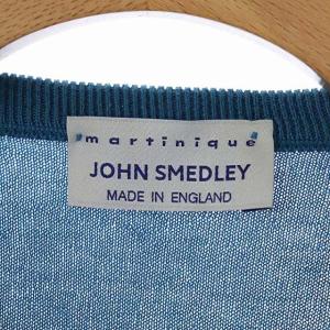 JOHN SMEDLEY × martinique 英国製 カーディガン ニット 長袖 パールボタン S 青系