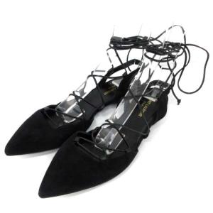 SAINT LAURENT PARIS サンダル レースアップ スエード ポインテッドトゥ イタリア製 38 ブラック