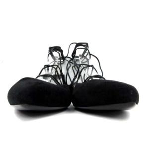 SAINT LAURENT PARIS サンダル レースアップ スエード ポインテッドトゥ イタリア製 38 ブラック