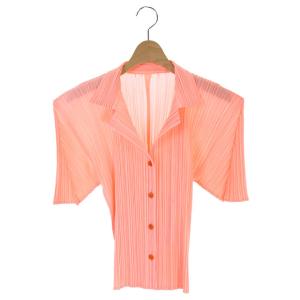 シャツ ブラウス プリーツ 半袖 ピンク