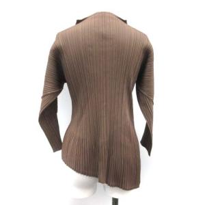 PLEATS PLEASE ISSEY MIYAKE カットソー 長袖 変形 ハイネック プリーツ 茶