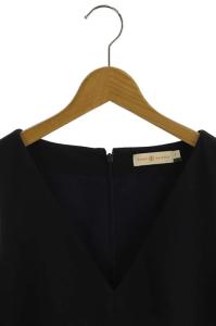 TORY BURCH Vネックノースリーブフレアワンピース 2 ネイビー