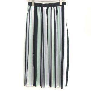 20SS 38 M スカート プリーツ ロング マルチストライプ 黒 紫 緑