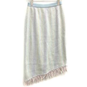 20AW スカート ロング ニット ストライプ 変形 36 ライトブルー