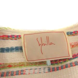 SYBILLA M コート ノーカラー ロング ツイード リネン混 ベージュ