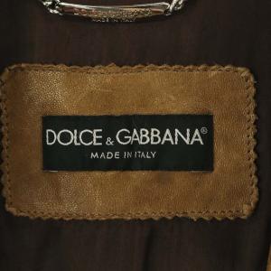 DOLCE&GABBANA ライダースジャケット レザー ロゴプレート 44 キャメル