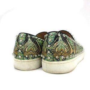 Christian Louboutin スリッポン フラットシューズ パイソン型押し スネーク レザー スタッズ 28.0cm