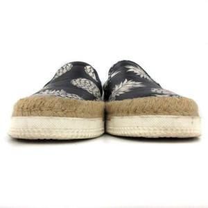 VALENTINO GARAVANI スリッポン シューズ エスパドリーユ レザー パイナップル 41 26cm 紺 ネイビー