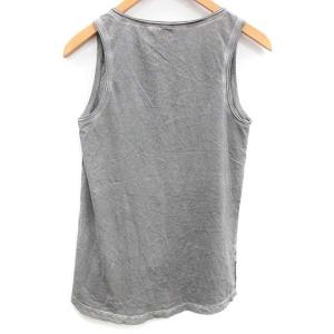 DIESEL タンクトップ Vネック ブランドロゴ プリント カモフラ柄  USED加工 グレー