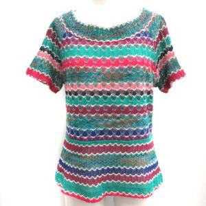 MISSONI 44 L セットアップ 上下 カットソー スカート ニット ボーダー マルチカラー ヴィンテージ