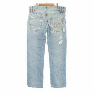 DOLCE&GABBANA DGプリントデニムパンツ ライトブルー