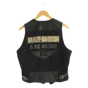 HARLEY DAVIDSON ベスト ジレ カウレザー 牛革 M ブラック