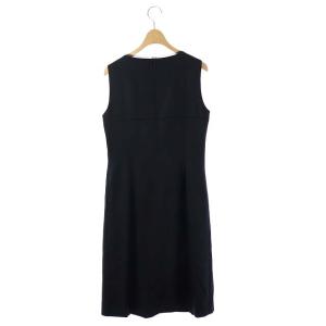 FOXEY BOUTIQUE ワンピース シルク カシミヤ混 ビジュー ノースリーブ ロング 42 黒 ブラック 18315