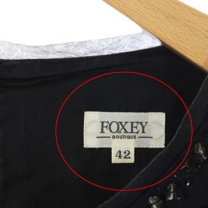 FOXEY BOUTIQUE ワンピース シルク カシミヤ混 ビジュー ノースリーブ ロング 42 黒 ブラック 18315