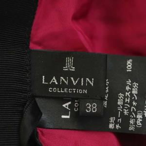 LANVIN 2017年製 プリーツスカート ロング チュール 38 黒 ブラック ビビットピンク
