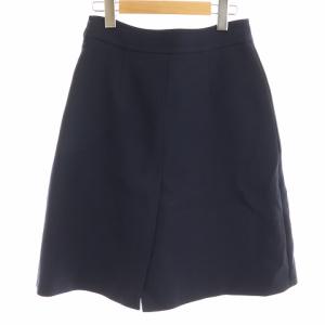 PRADA スカート ミニ フレア ウール 38 M 紺 ネイビー