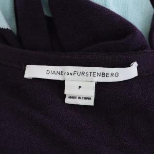 DIANE von FURSTENBERG カシュクールワンピース ミモレ丈 ロング ラップ調 総柄 リボンベルト付き パープル ライトブルー