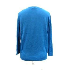 LANVIN コレクション アンサンブルニット 七分袖 レース リボン 38 M 青 ブルー