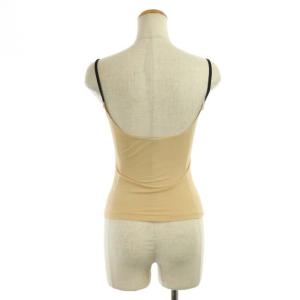 CHANEL キャミソール ショート丈 切替 ココマーク フランス製 ベージュ 黒 ブラック