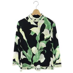 カットソー ハイネック 花柄 長袖 42 マルチカラー