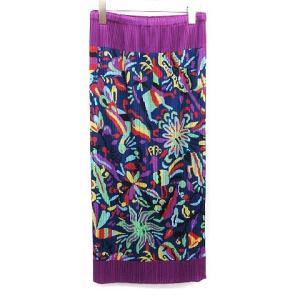 PLEATS PLEASE ISSEY MIYAKE スカート ロング マキシ プリーツ 総柄 4 XL 紫 パープル 水色 ライトブルー 
