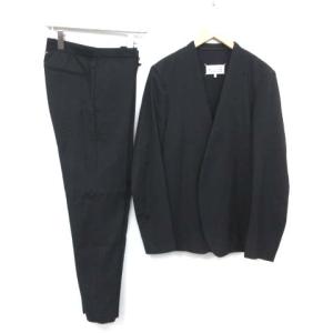 17SS ノーカラージャケット スーツ サマーウール ネイビー