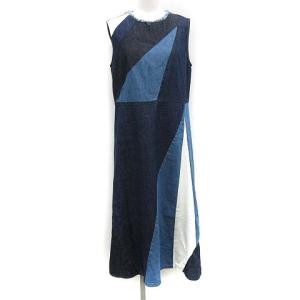 18SS ワンピース ロング デニム ノースリーブ カットオフ 38 M 紺 ネイビー