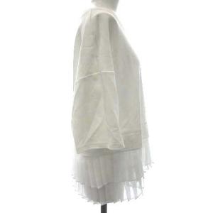 Grace Class 20SSヘムプリーツカットトップ カットソー プリーツ アシメ 五分袖 無地 36 S 白 ホワイト