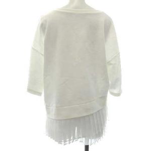 Grace Class 20SSヘムプリーツカットトップ カットソー プリーツ アシメ 五分袖 無地 36 S 白 ホワイト