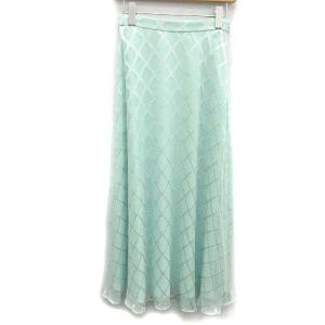 19SS チェックJQフレア スカート ロング マキシ 38 M 緑 