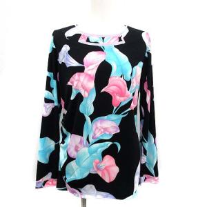 カットソー ストレッチ 花柄 フローラル フラワー 長袖40 L