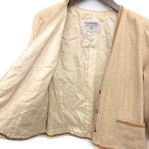 CHANEL ヴィンテージ セレモニースーツ セットアップ 金ボタン ココマーク 44 L ベージュ