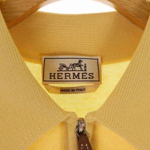 HERMES ニット ポロシャツ コットン M スモークイエロー