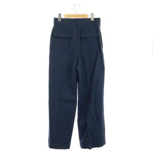 Aquascutum 19SS ワイドパンツ バギー スラックス 8 紺 ネイビー