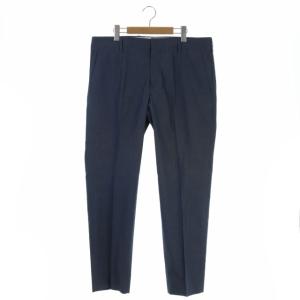 スラックス パンツ テーパード センタープレス シルク混 52 紺 ネイビー